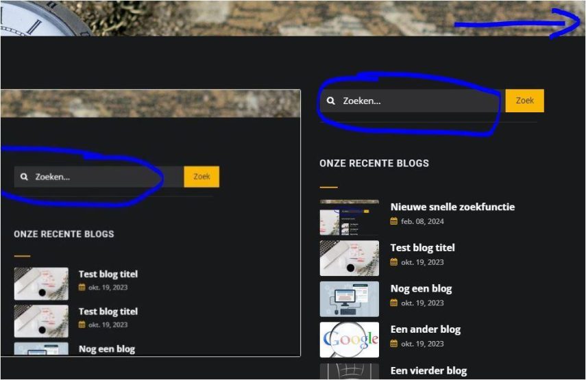 Afbeelding van 'Nieuwe snelle zoekfunctie' op de website van Webburo Spring